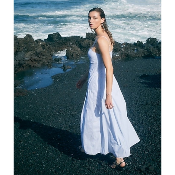 11. J.Crew Button-down cotton poplin dress in stripe - Picture 7 of 11